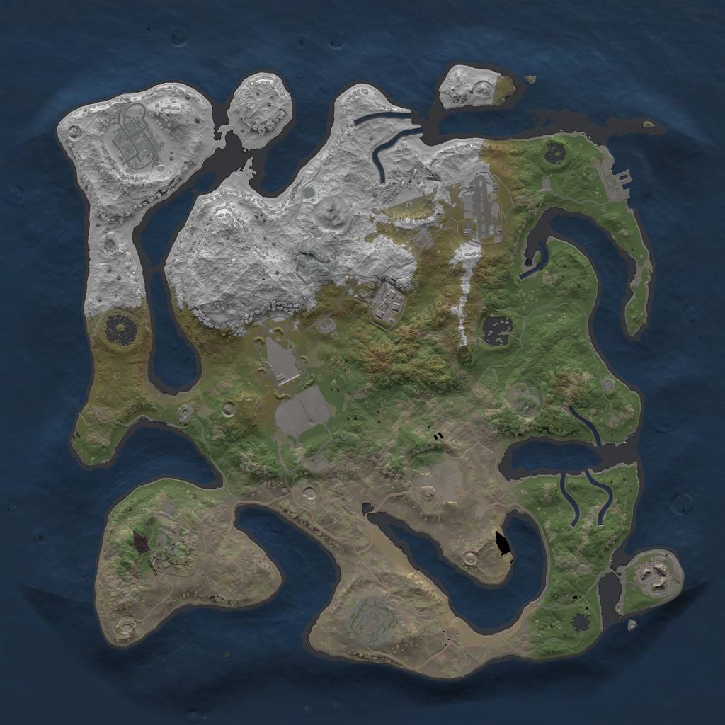 Rust Map: Procedural Map, Size: 3500, Seed: 45598, 13 Monuments