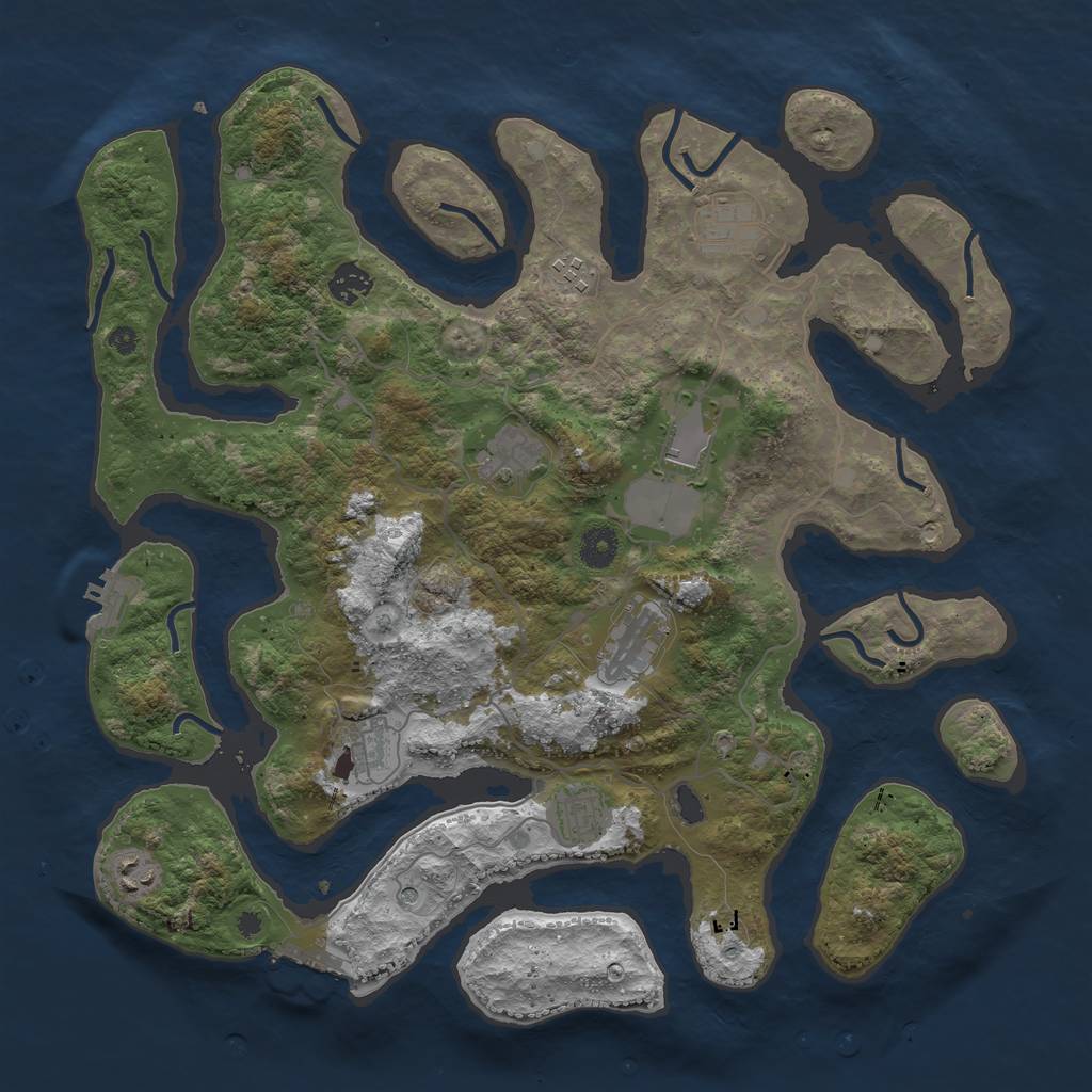 Rust Map: Procedural Map, Size: 4000, Seed: 1895, 14 Monuments