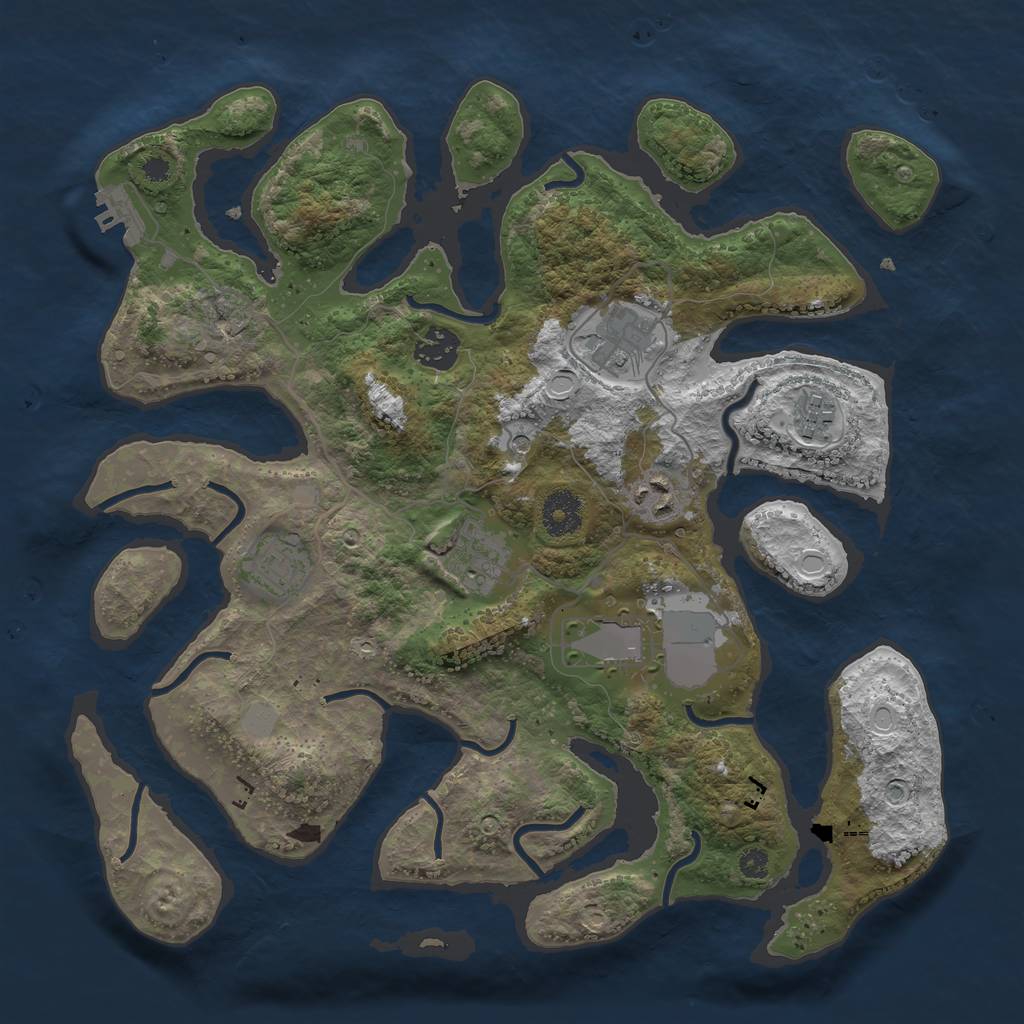 Rust Map: Procedural Map, Size: 3500, Seed: 2954, 14 Monuments