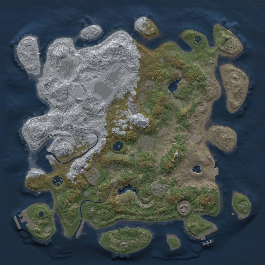 Rust Map: Procedural Map, Size: 4000, Seed: 2047398263, 13 Monuments