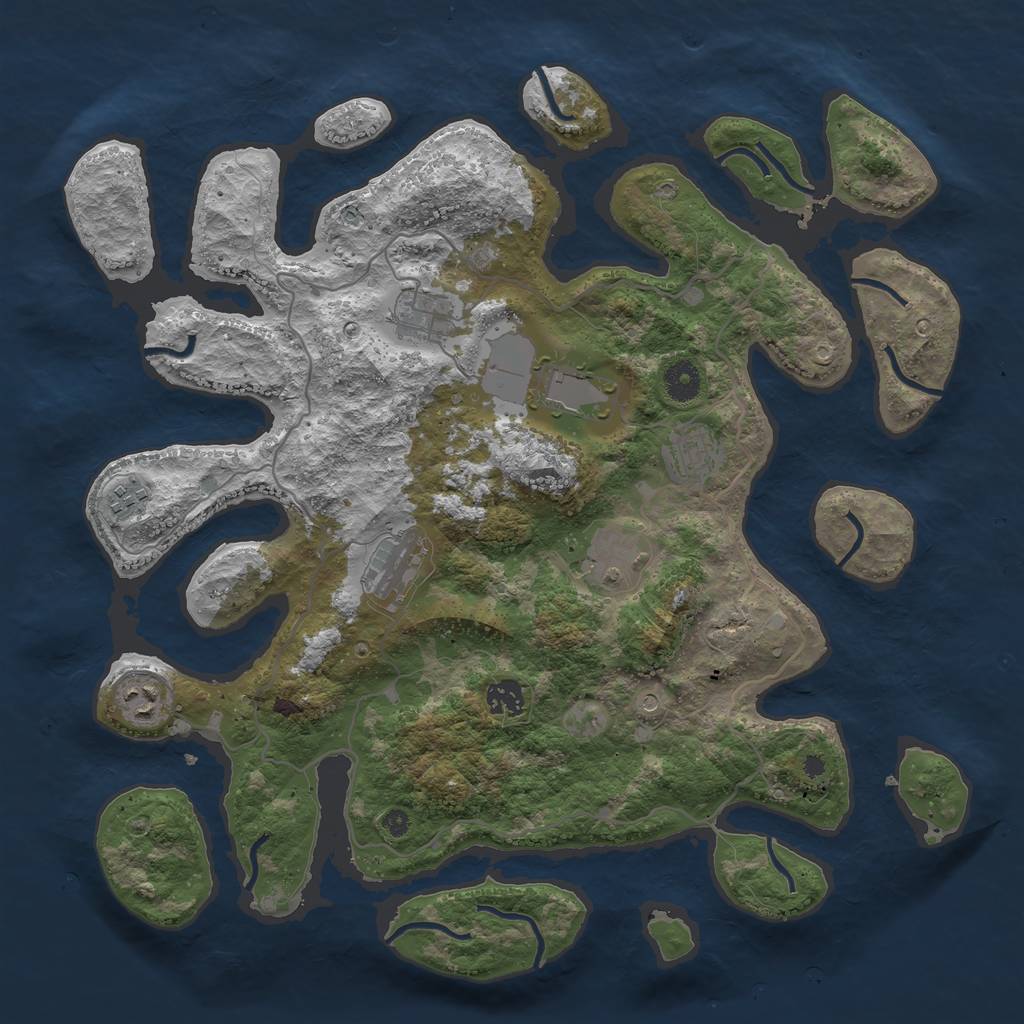 Rust Map: Procedural Map, Size: 4000, Seed: 2047398263, 11 Monuments