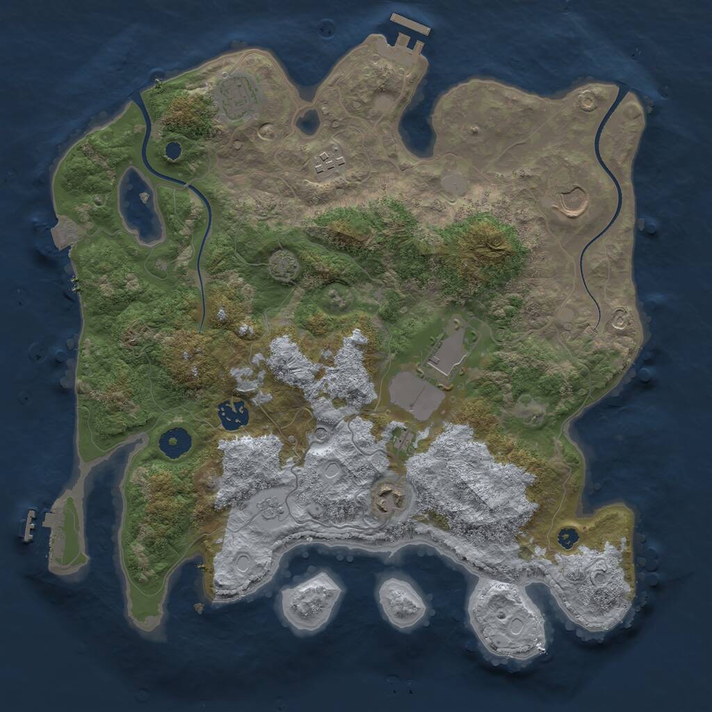 Rust Map: Procedural Map, Size: 3500, Seed: 515492, 12 Monuments