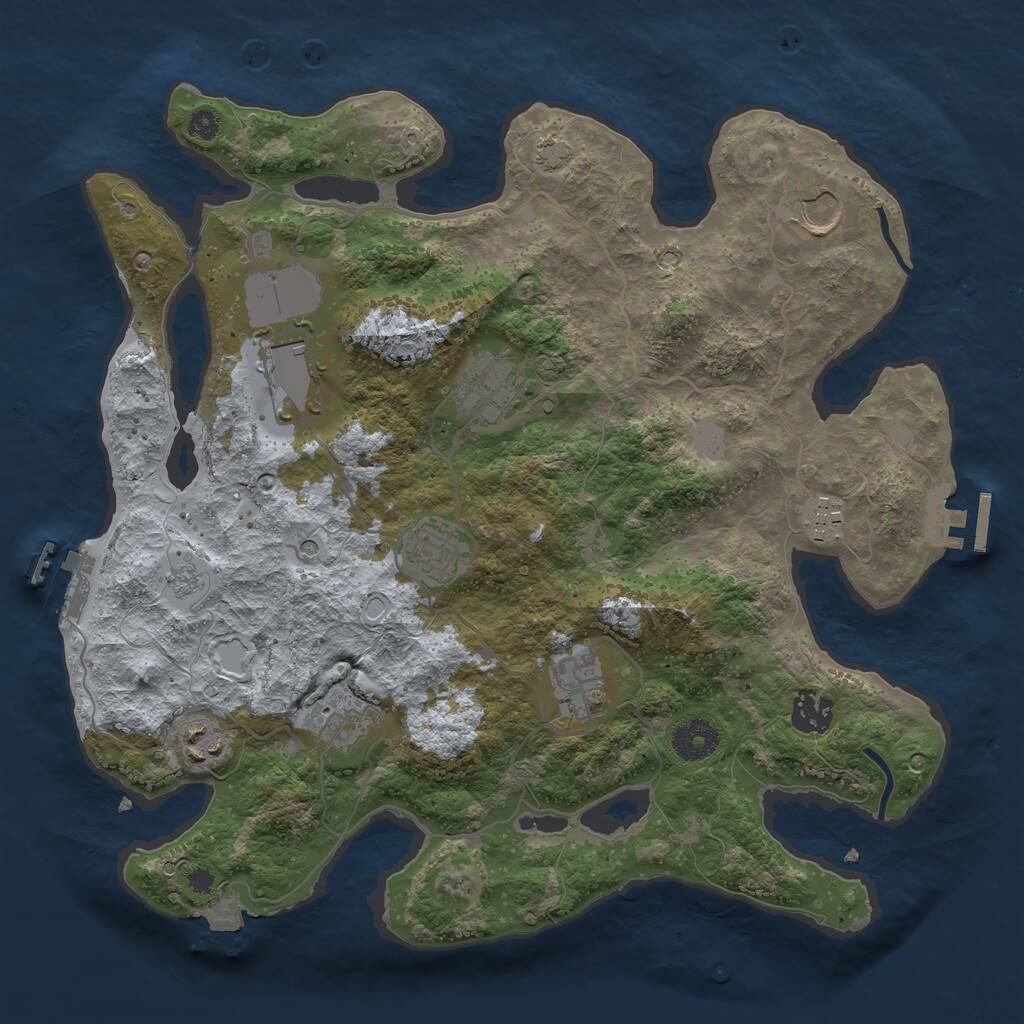 Rust Map: Procedural Map, Size: 3500, Seed: 1638990976, 15 Monuments