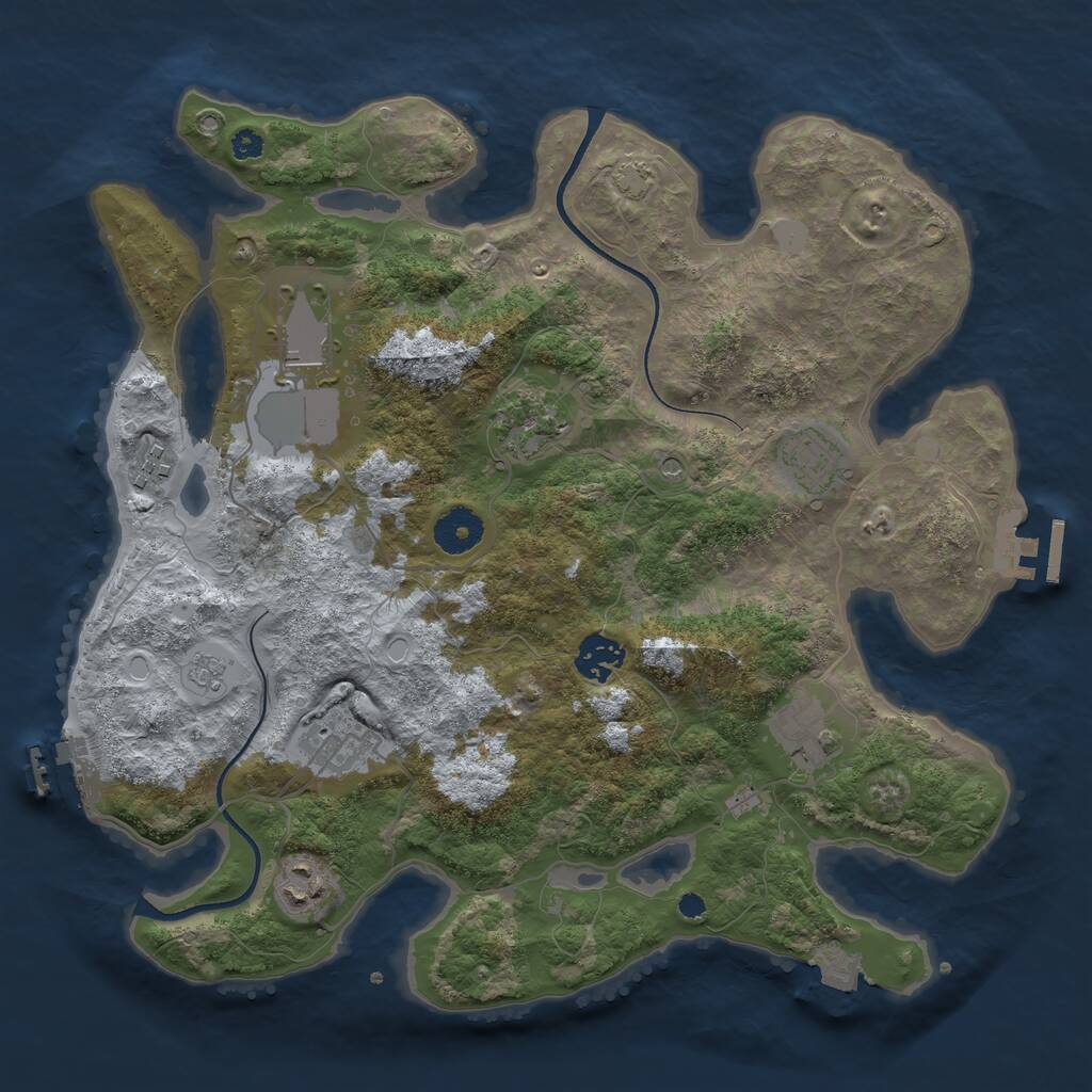 Rust Map: Procedural Map, Size: 3500, Seed: 1638990976, 14 Monuments