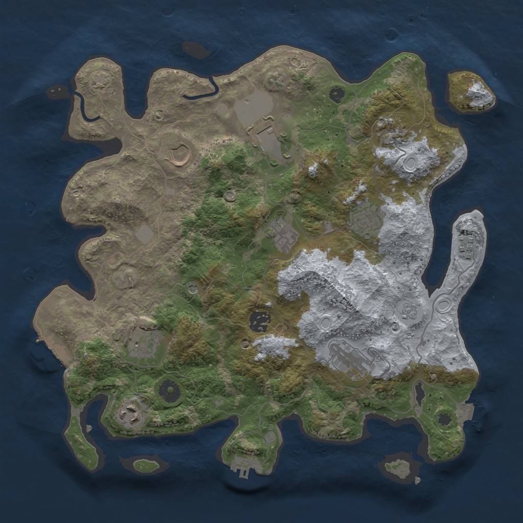 Rust Map: Procedural Map, Size: 3600, Seed: 254785, 18 Monuments