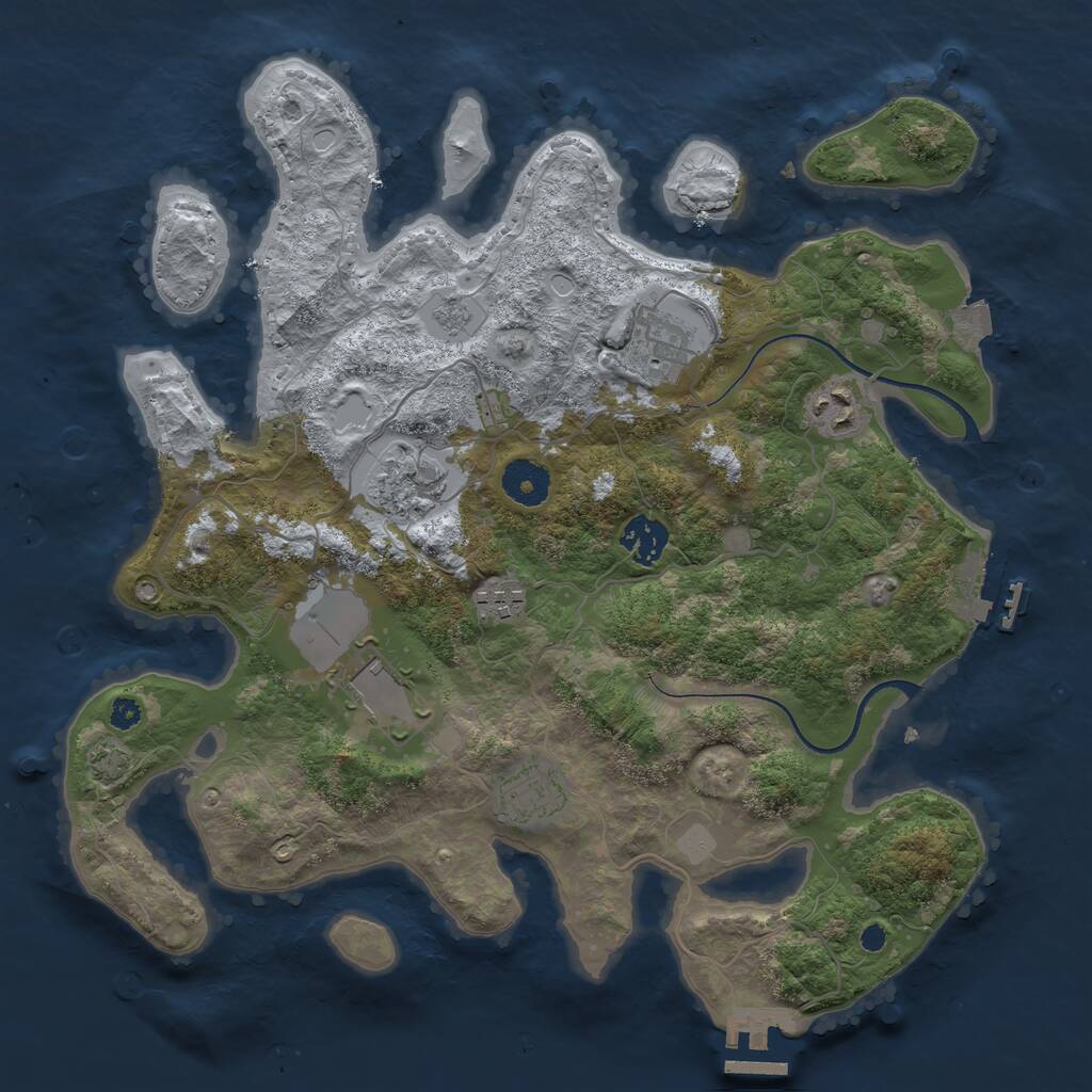 Rust Map: Procedural Map, Size: 3500, Seed: 4207100, 12 Monuments