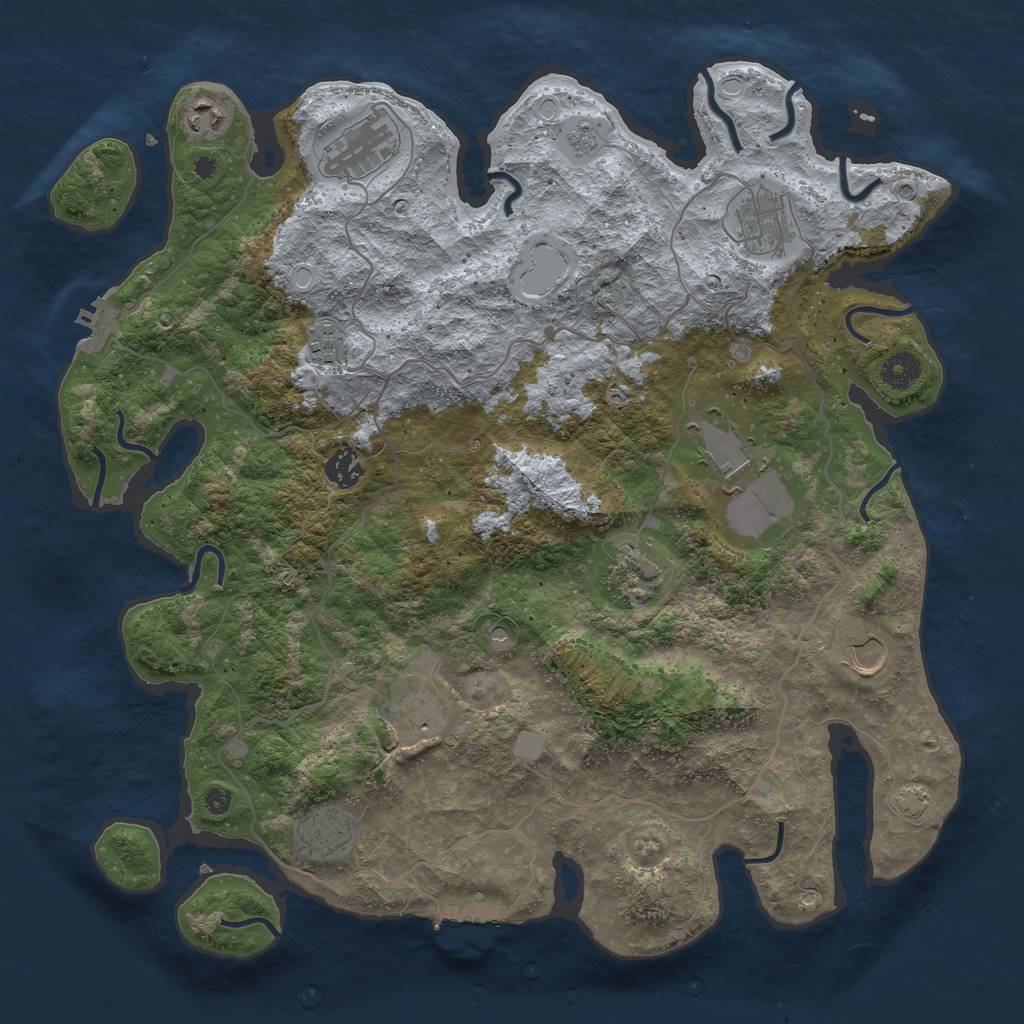 Rust Map: Procedural Map, Size: 4000, Seed: 2405793, 17 Monuments