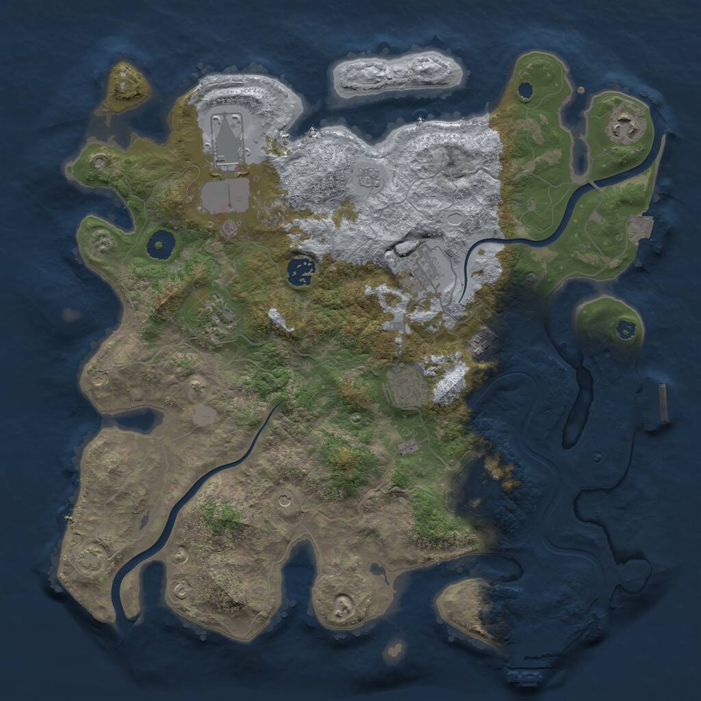 Rust Map: Procedural Map, Size: 3700, Seed: 997649843, 14 Monuments