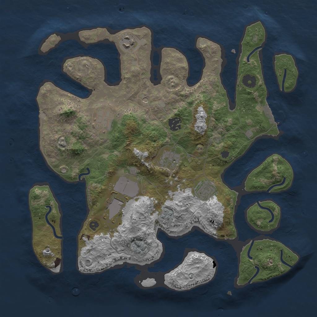 Rust Map: Procedural Map, Size: 3500, Seed: 512512126, 11 Monuments