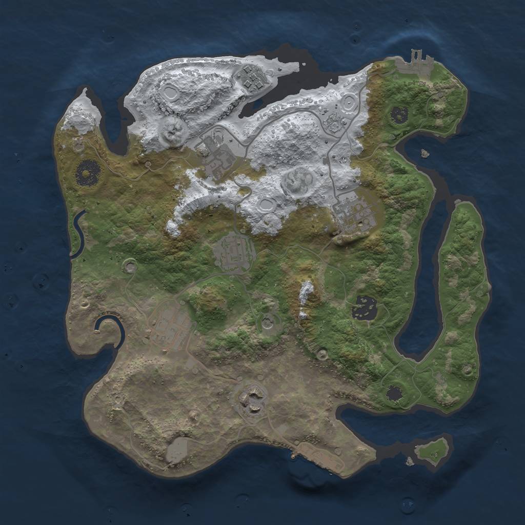 Rust Map: Procedural Map, Size: 3000, Seed: 2424254, 16 Monuments