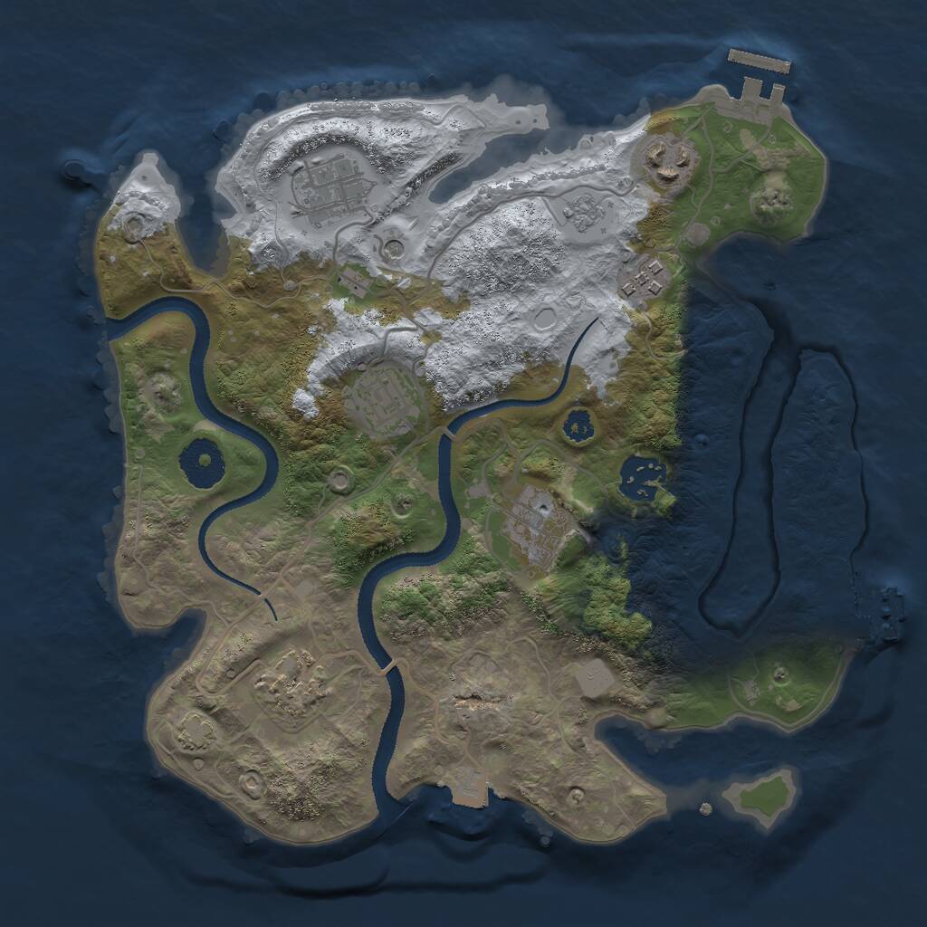 Rust Map: Procedural Map, Size: 3000, Seed: 2424254, 13 Monuments