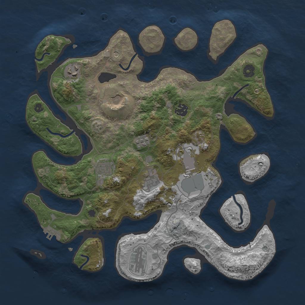 Rust Map: Procedural Map, Size: 3600, Seed: 15651355, 12 Monuments