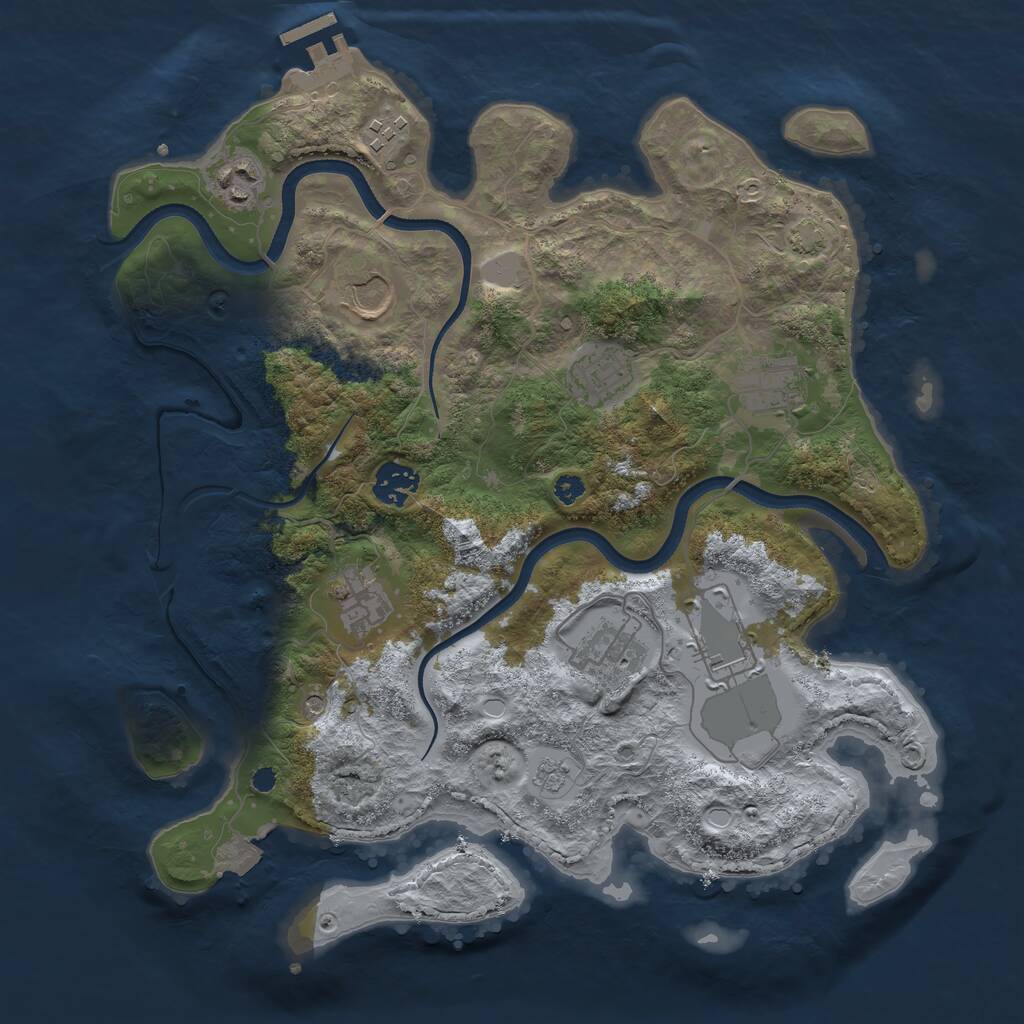 Rust Map: Procedural Map, Size: 3500, Seed: 98732957, 14 Monuments