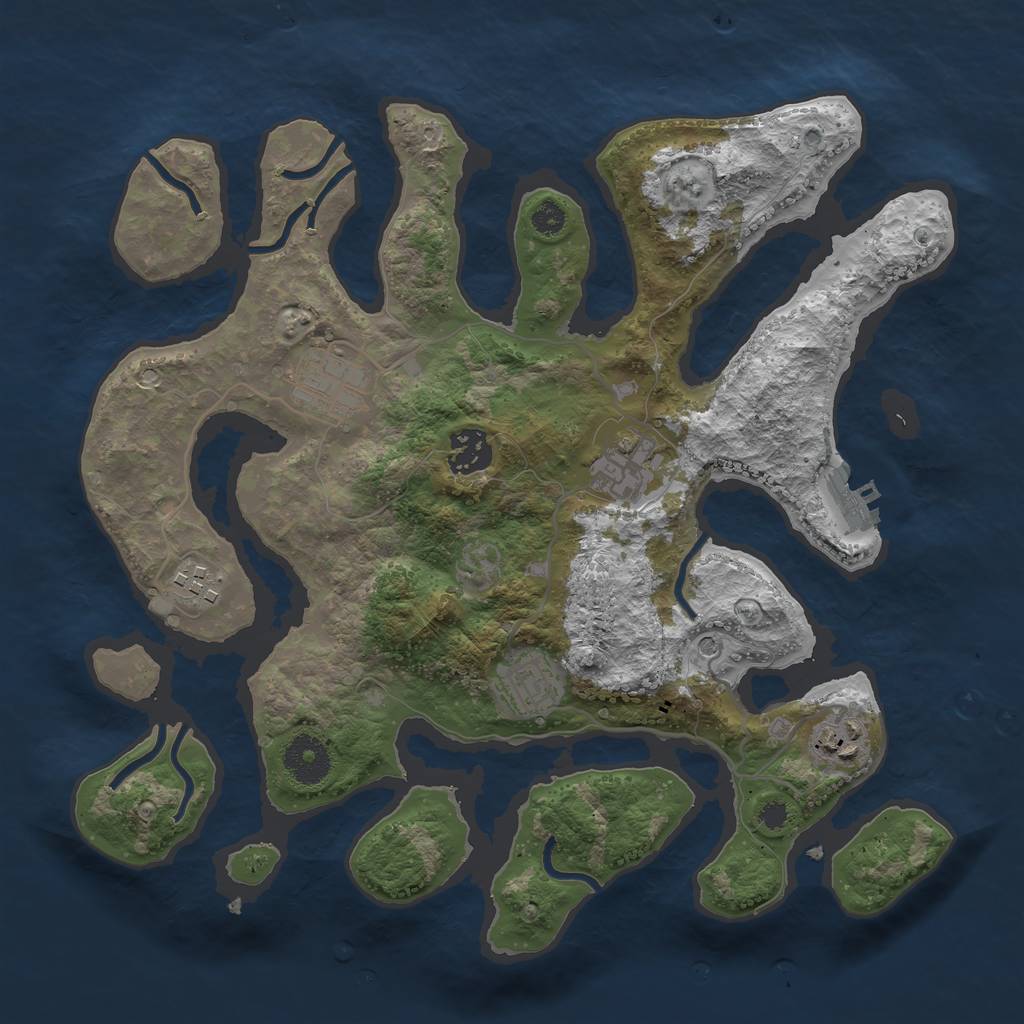 Rust Map: Procedural Map, Size: 3300, Seed: 1220651498, 10 Monuments