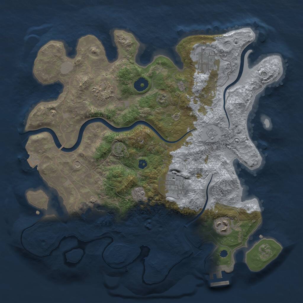 Rust Map: Procedural Map, Size: 3300, Seed: 1220651498, 11 Monuments