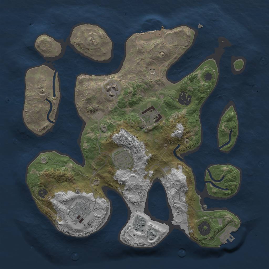 Rust Map: Procedural Map, Size: 3000, Seed: 753239, 17 Monuments