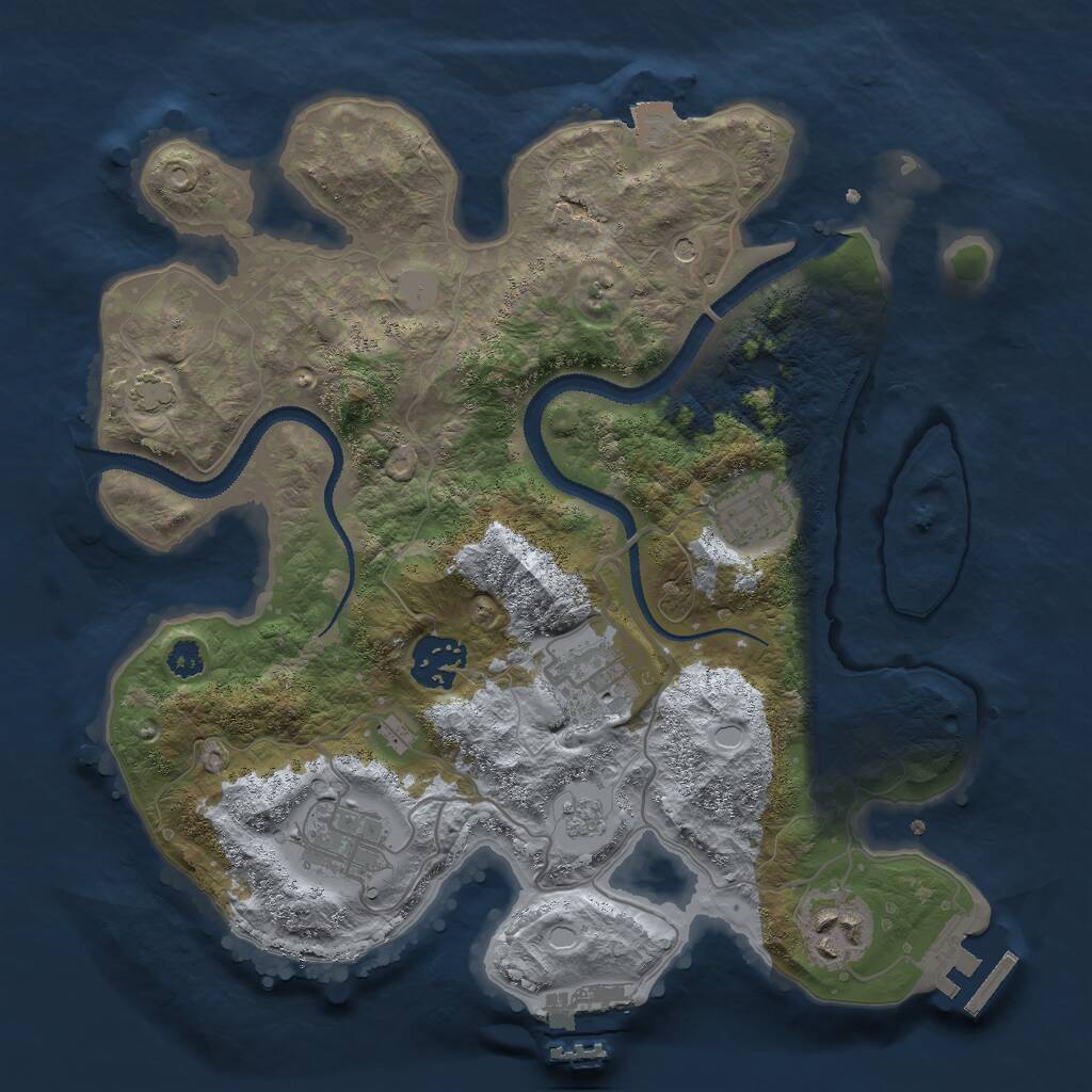 Rust Map: Procedural Map, Size: 3000, Seed: 753239, 11 Monuments