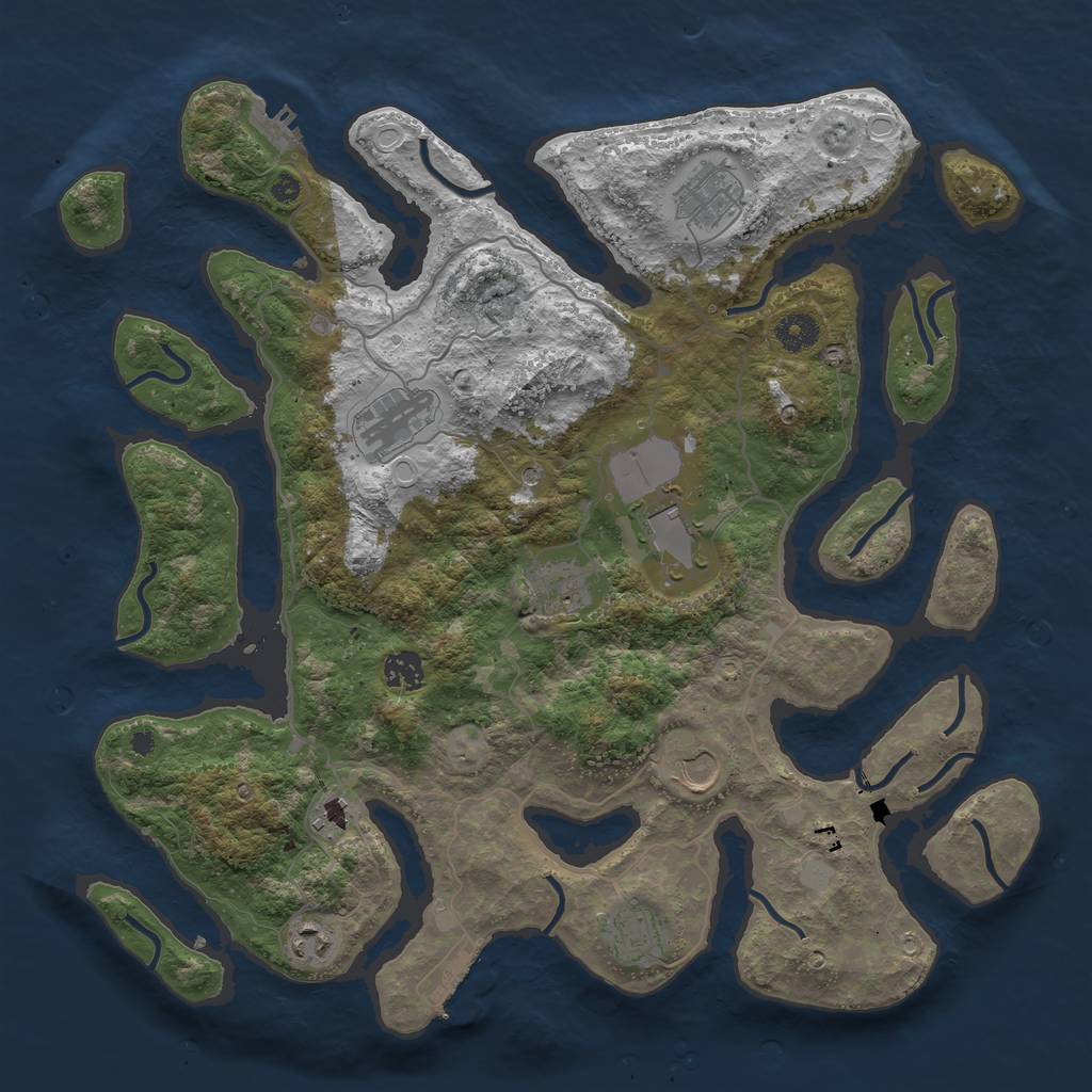 Rust Map: Procedural Map, Size: 4000, Seed: 6723458, 17 Monuments