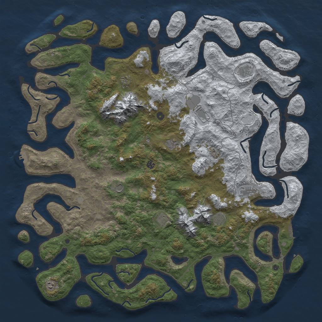 Rust Map: Procedural Map, Size: 6000, Seed: 1907, 20 Monuments