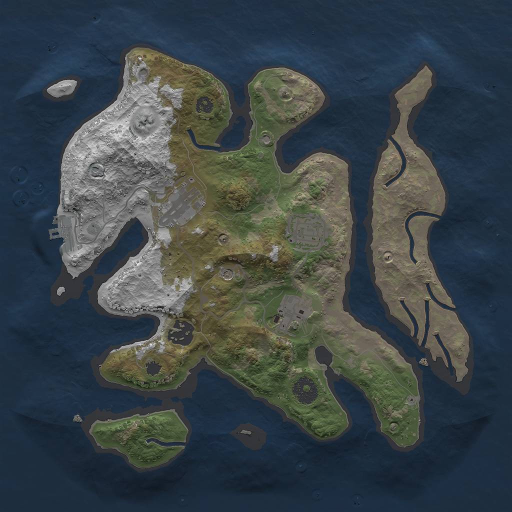 Rust Map: Procedural Map, Size: 3000, Seed: 1278269568, 8 Monuments