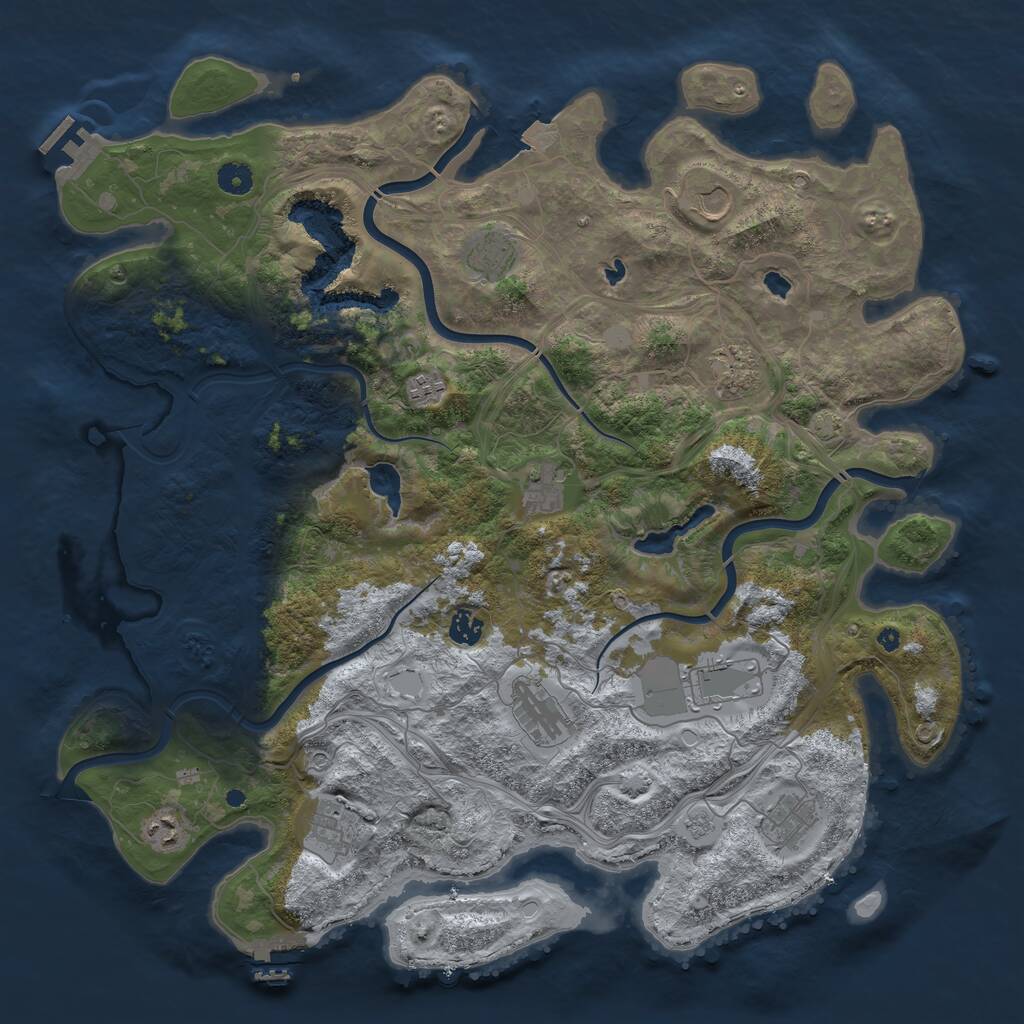 Rust Map: Procedural Map, Size: 4500, Seed: 1489761254, 17 Monuments