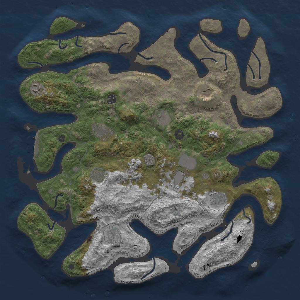 Rust Map: Procedural Map, Size: 4500, Seed: 1489761254, 14 Monuments