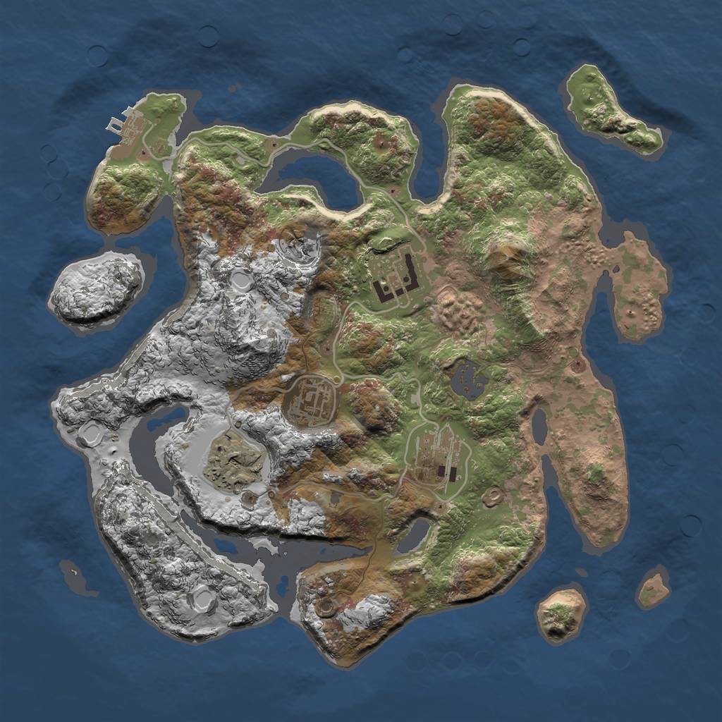 Rust Map: Procedural Map, Size: 3000, Seed: 857352, 10 Monuments