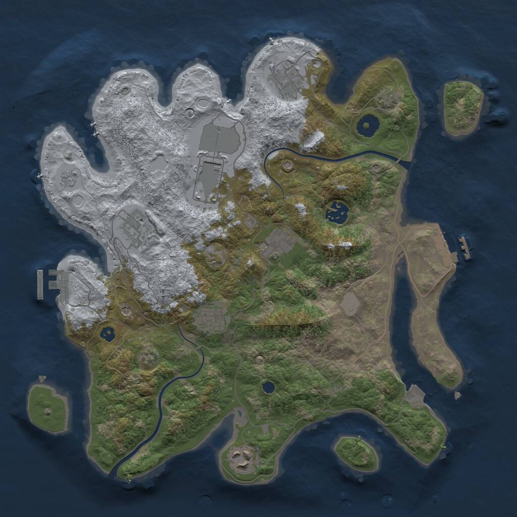 Rust Map: Procedural Map, Size: 3500, Seed: 1847998644, 13 Monuments