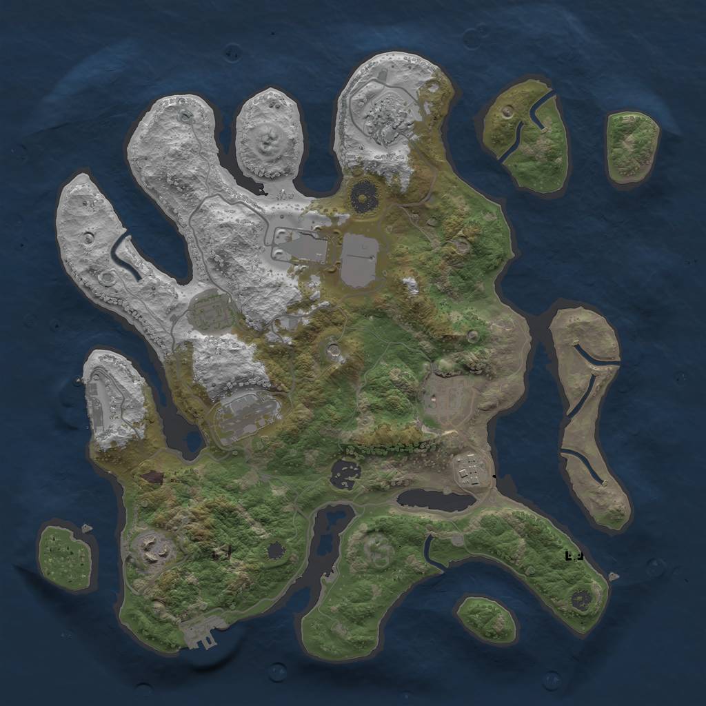 Rust Map: Procedural Map, Size: 3500, Seed: 1847998644, 13 Monuments