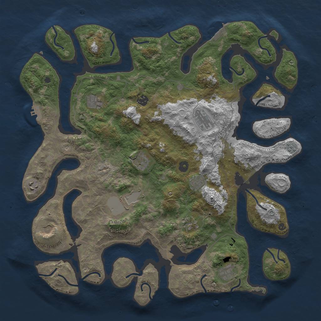 Rust Map: Procedural Map, Size: 4500, Seed: 1040445338, 22 Monuments