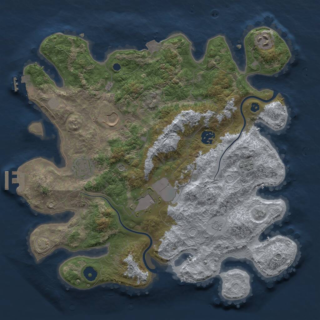 Rust Map: Procedural Map, Size: 3500, Seed: 357951744, 12 Monuments