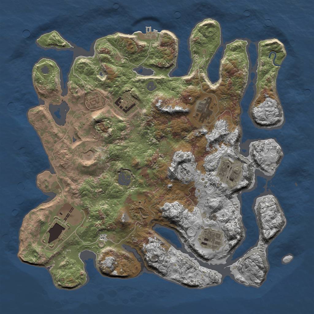 Rust Map: Procedural Map, Size: 3500, Seed: 357951744, 14 Monuments