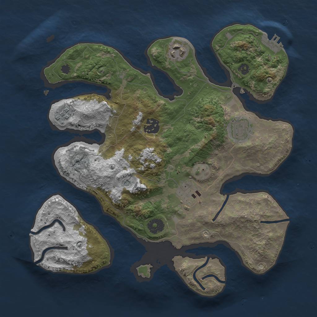 Rust Map: Procedural Map, Size: 3000, Seed: 60579072, 9 Monuments