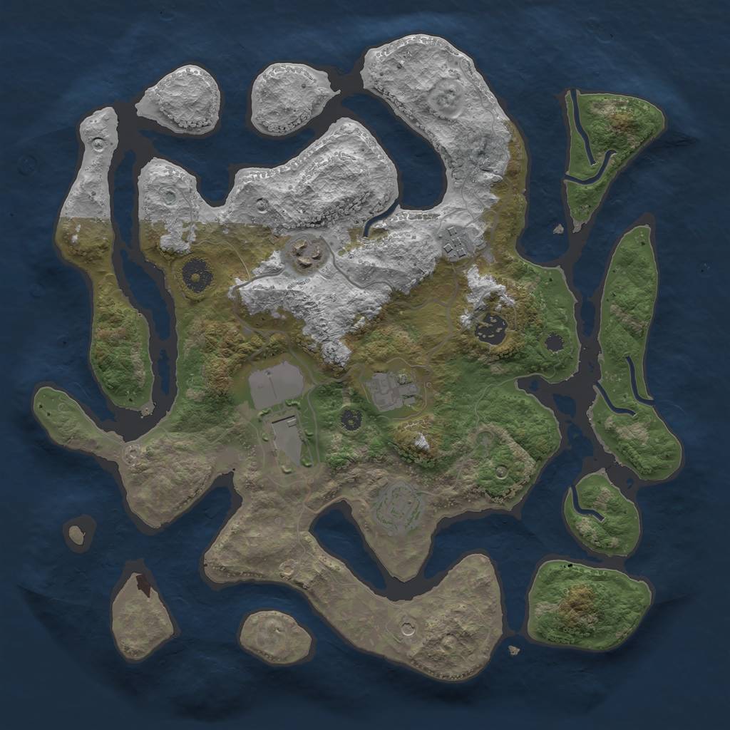 Rust Map: Procedural Map, Size: 3500, Seed: 837283916, 9 Monuments