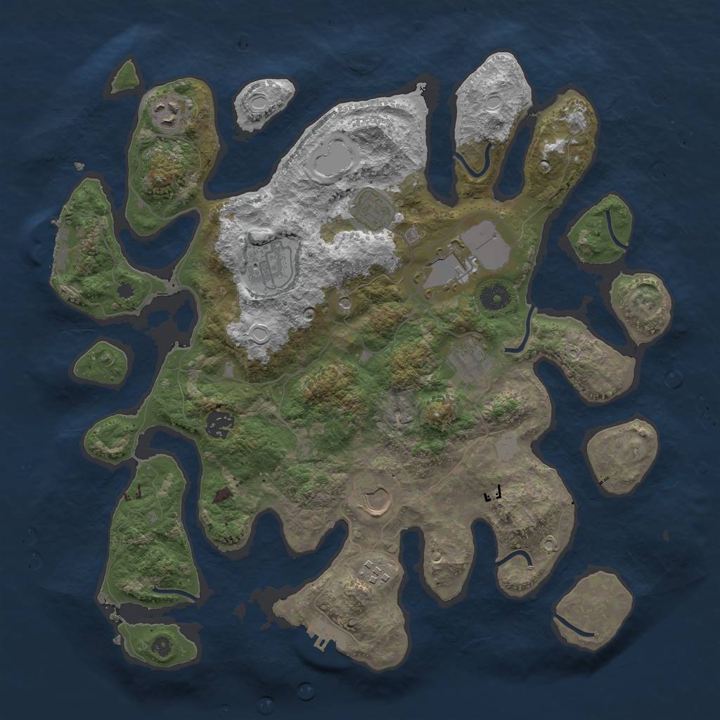 Rust Map: Procedural Map, Size: 3800, Seed: 569869, 16 Monuments
