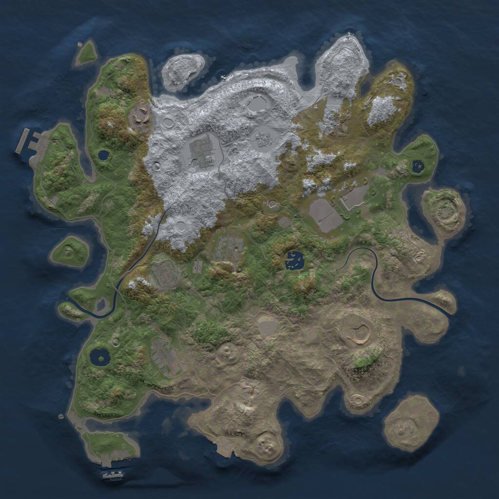 Rust Map: Procedural Map, Size: 3800, Seed: 569869, 15 Monuments