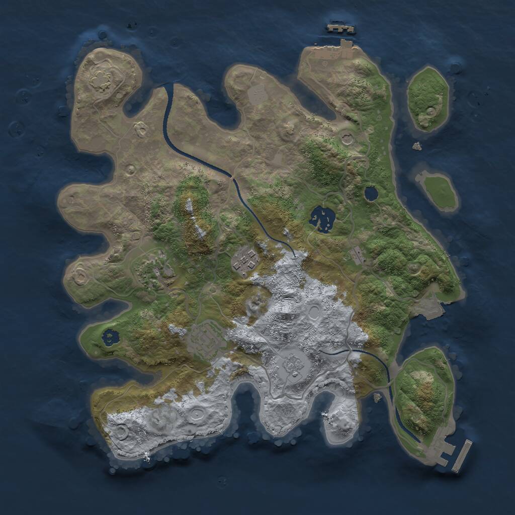 Rust Map: Procedural Map, Size: 3000, Seed: 587681, 10 Monuments