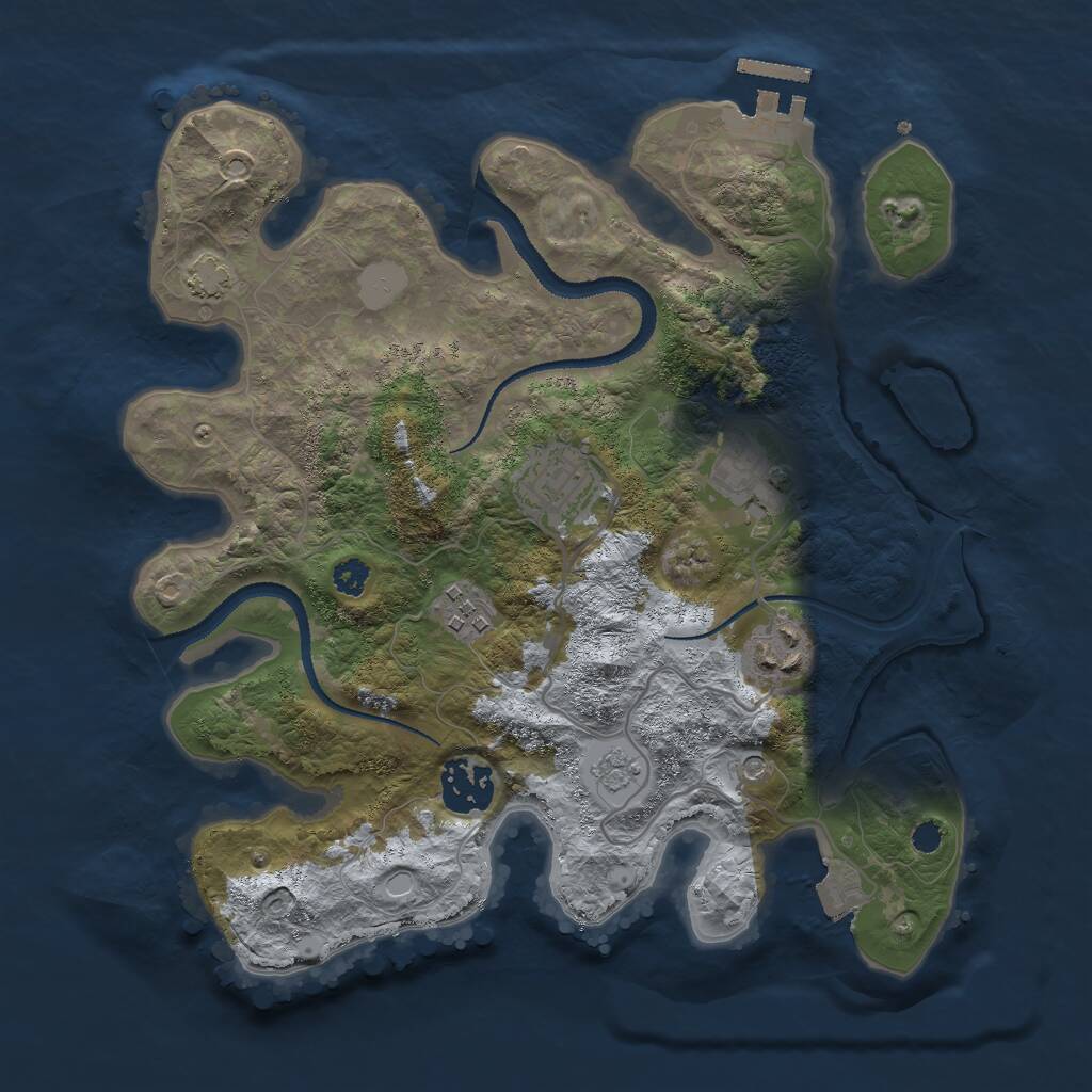 Rust Map: Procedural Map, Size: 3000, Seed: 587681, 10 Monuments