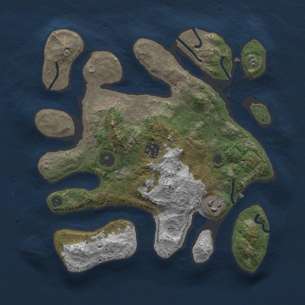 Rust Map: Procedural Map, Size: 3000, Seed: 587681, 5 Monuments