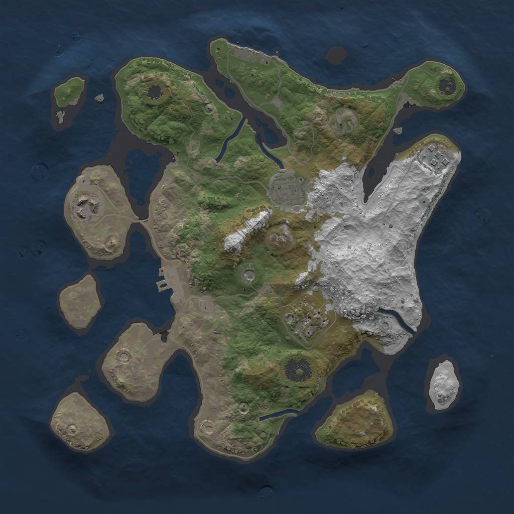 Rust Map: Procedural Map, Size: 3000, Seed: 653614993, 9 Monuments
