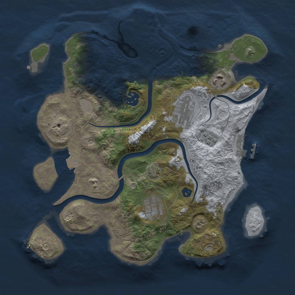 Rust Map: Procedural Map, Size: 3000, Seed: 653614993, 10 Monuments