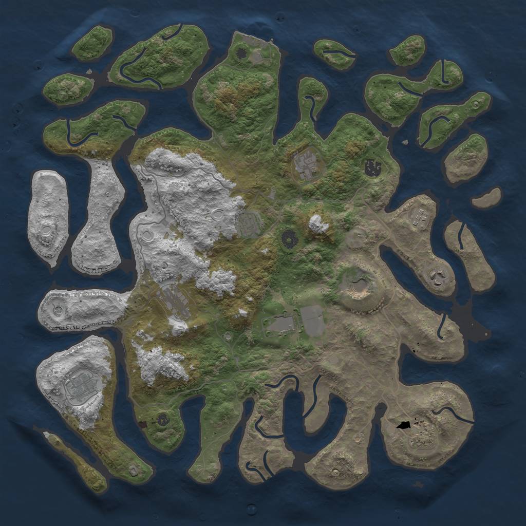Rust Map: Procedural Map, Size: 4500, Seed: 9486, 17 Monuments