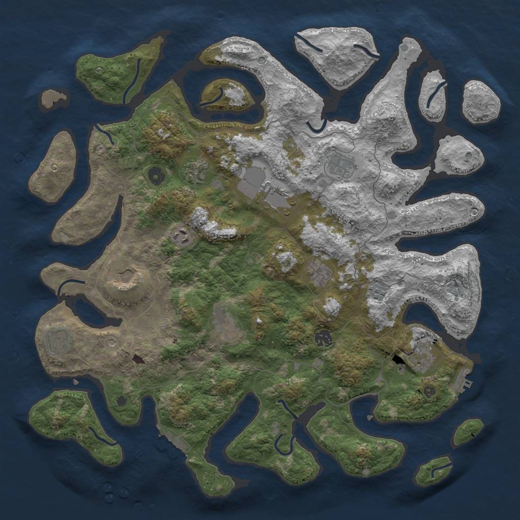 Rust Map: Procedural Map, Size: 4500, Seed: 32512, 16 Monuments