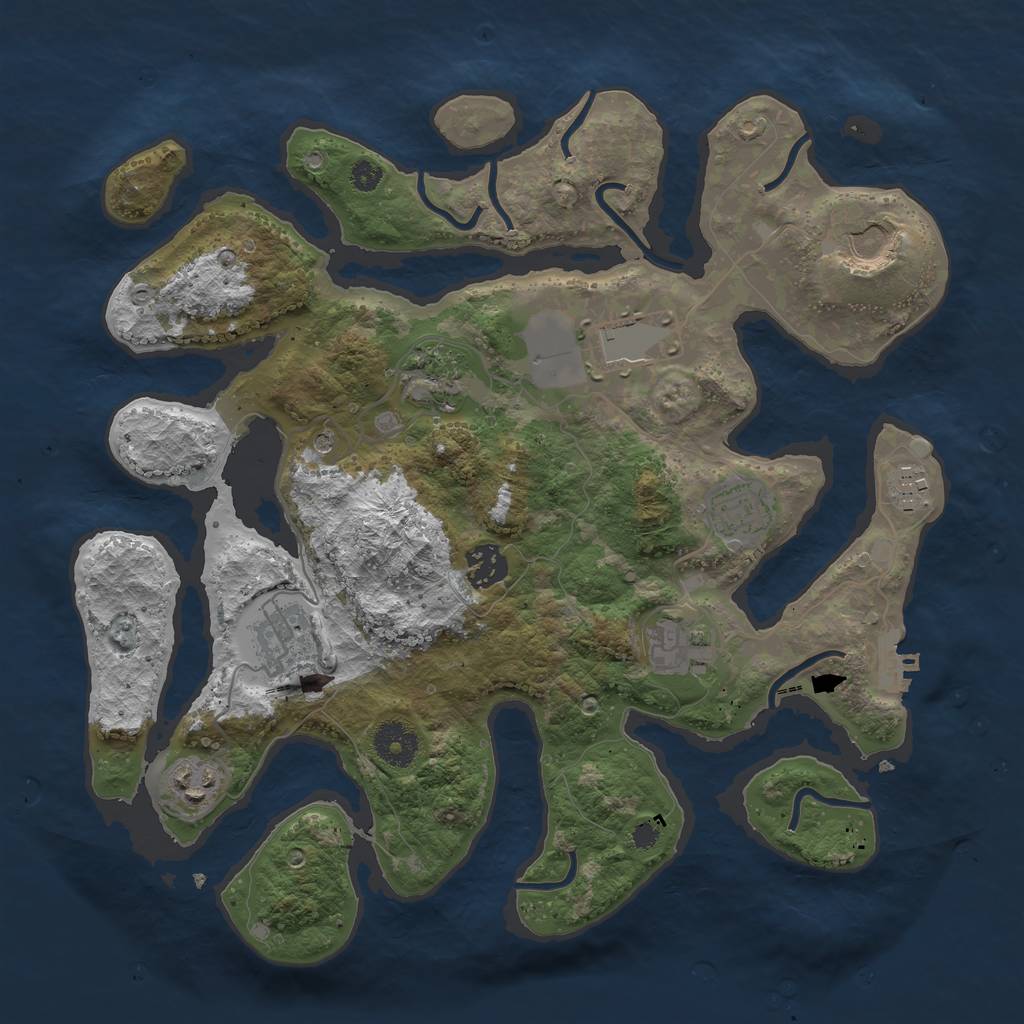 Rust Map: Procedural Map, Size: 3500, Seed: 125122020, 13 Monuments