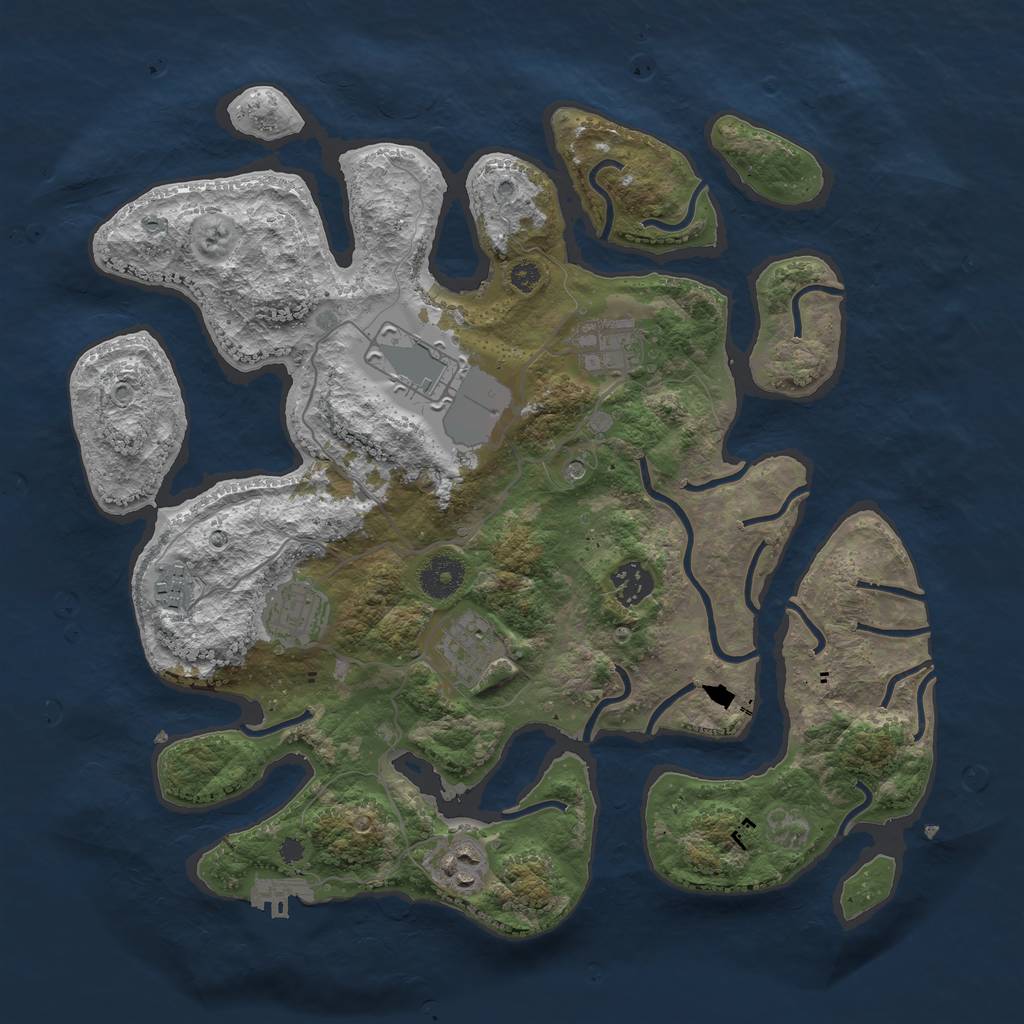 Rust Map: Procedural Map, Size: 3600, Seed: 179054423, 11 Monuments