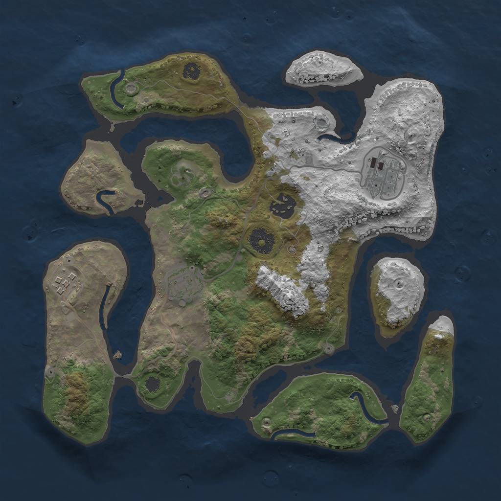 Rust Map: Procedural Map, Size: 3000, Seed: 64328, 6 Monuments