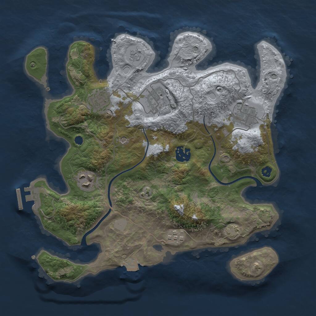 Rust Map: Procedural Map, Size: 3000, Seed: 1877106240, 11 Monuments