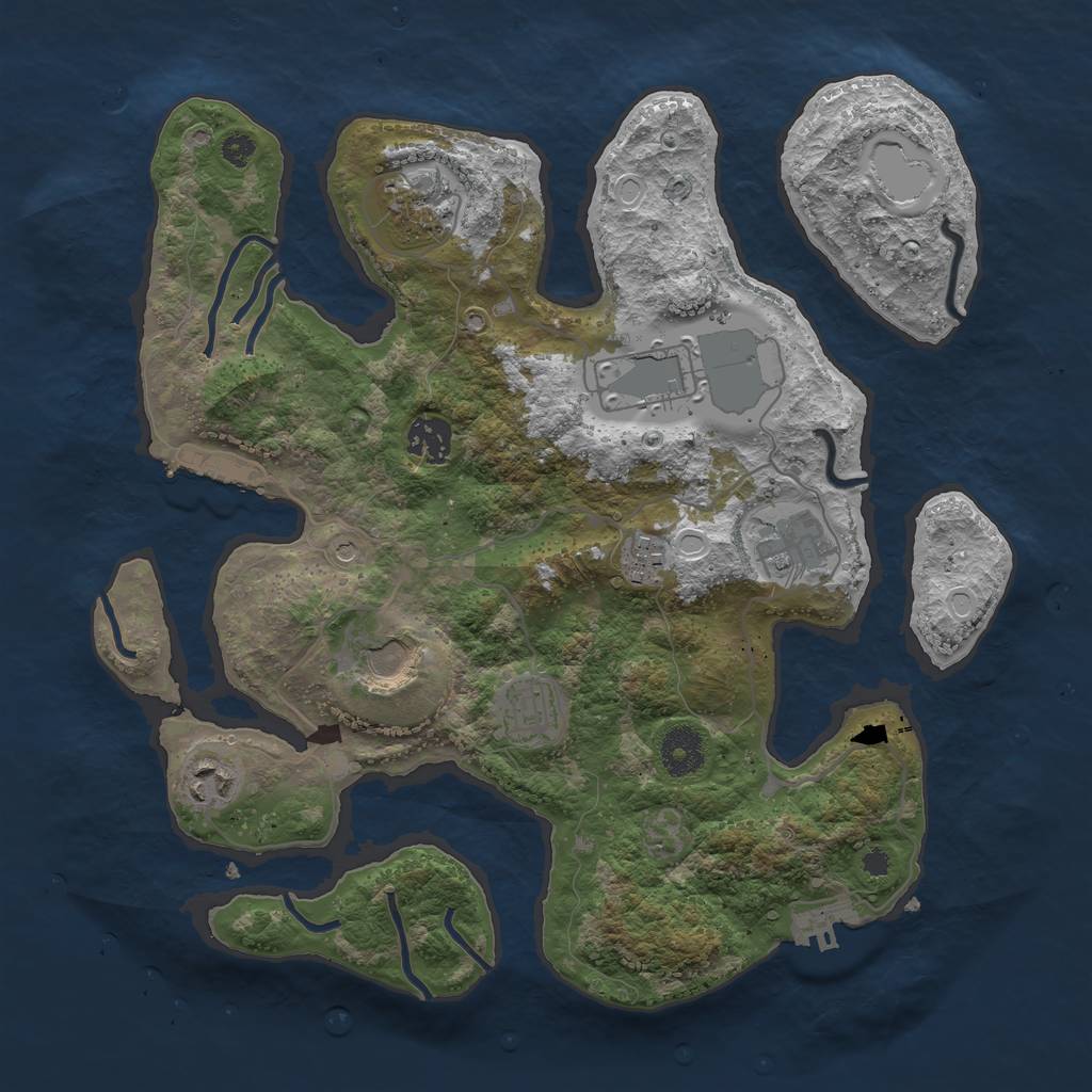 Rust Map: Procedural Map, Size: 3500, Seed: 1403141743, 19 Monuments