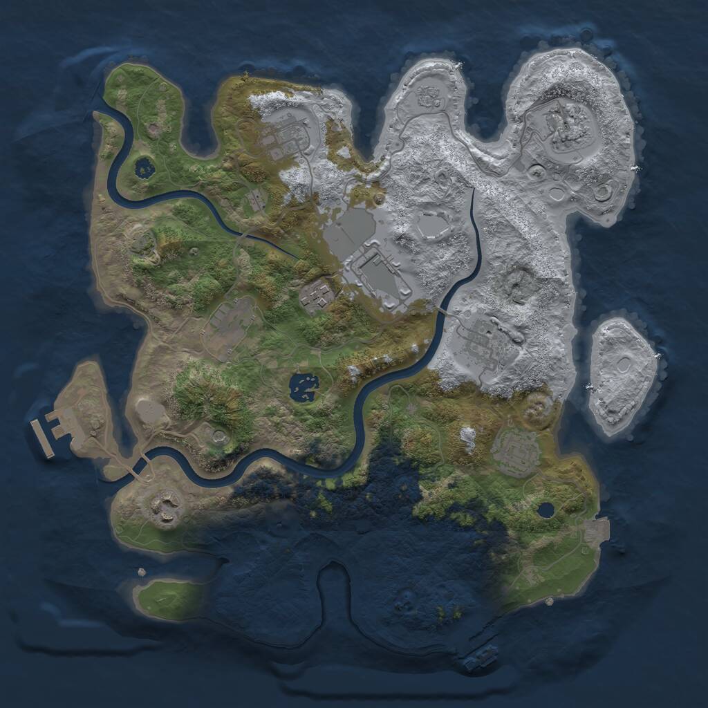 Rust Map: Procedural Map, Size: 3500, Seed: 1403141743, 15 Monuments