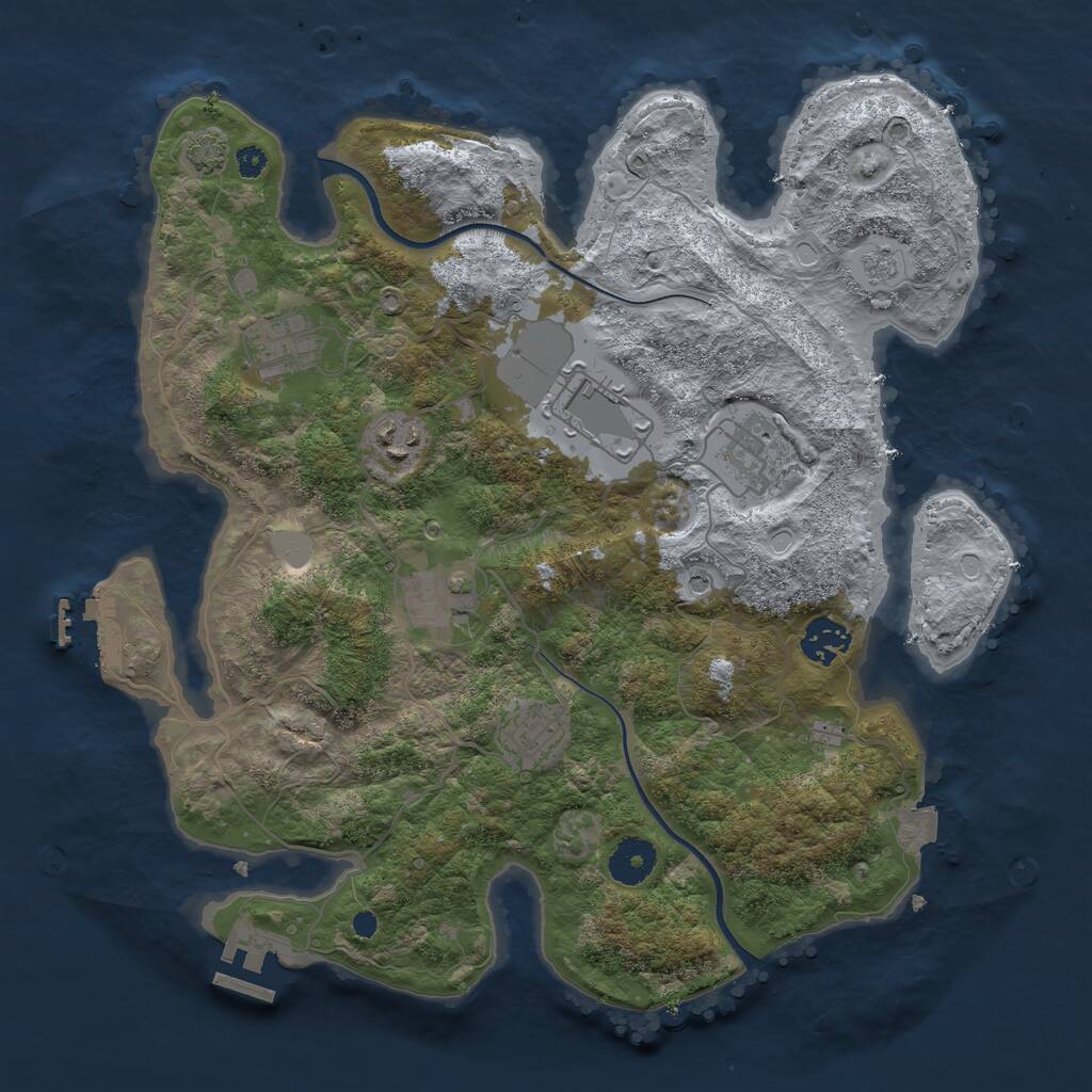 Rust Map: Procedural Map, Size: 3500, Seed: 1403141743, 13 Monuments